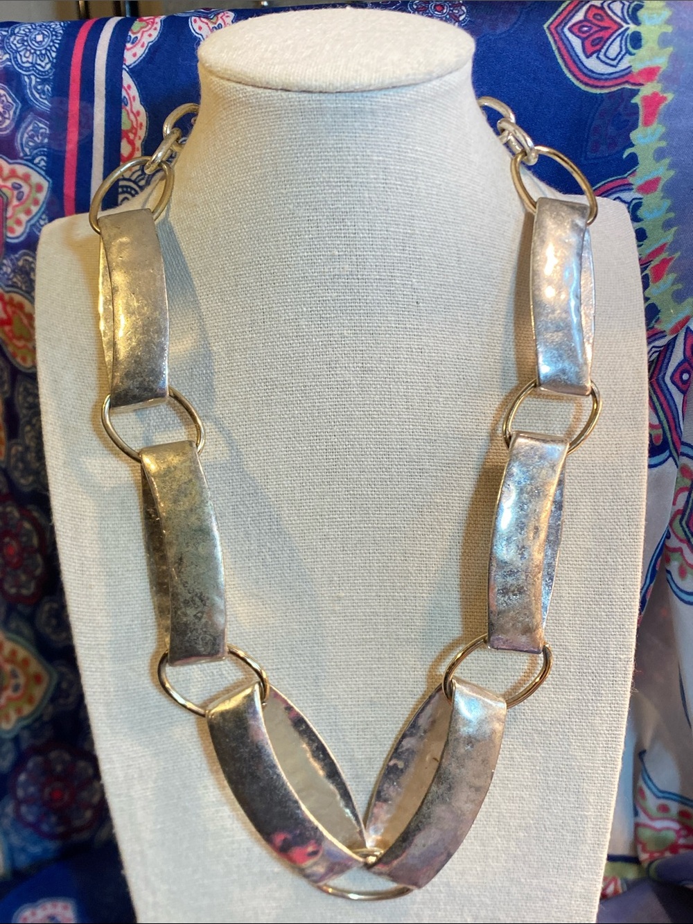RLM SOHO Statement Link Necklace | Sculptural Silver Tone | Adjustable 18–25”